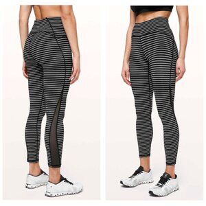 Lululemon Train Times Leggings Tights 25" in Parallel Stripe Black White SZ 4